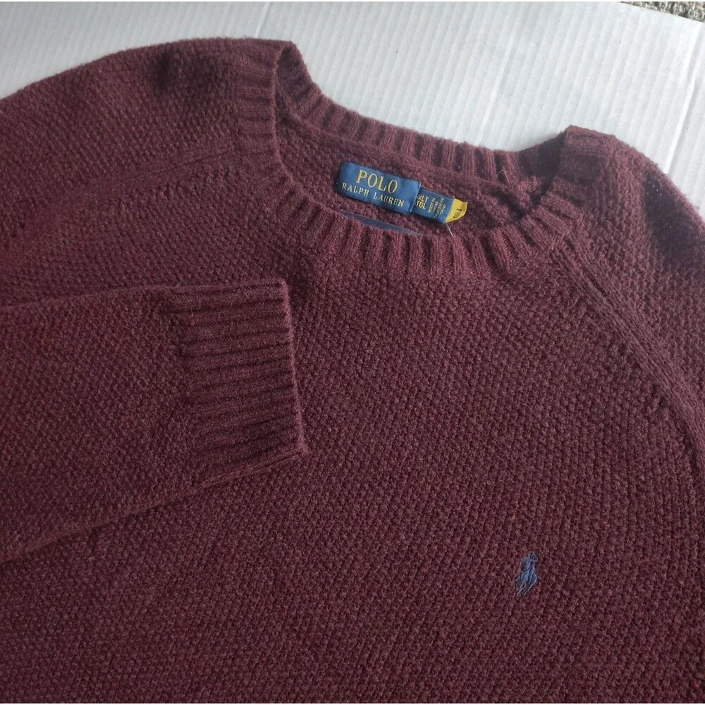Polo Ralph Lauren Men's 4XL Tall Crewneck Sweater Burgundy Wool Blend NWT $148
